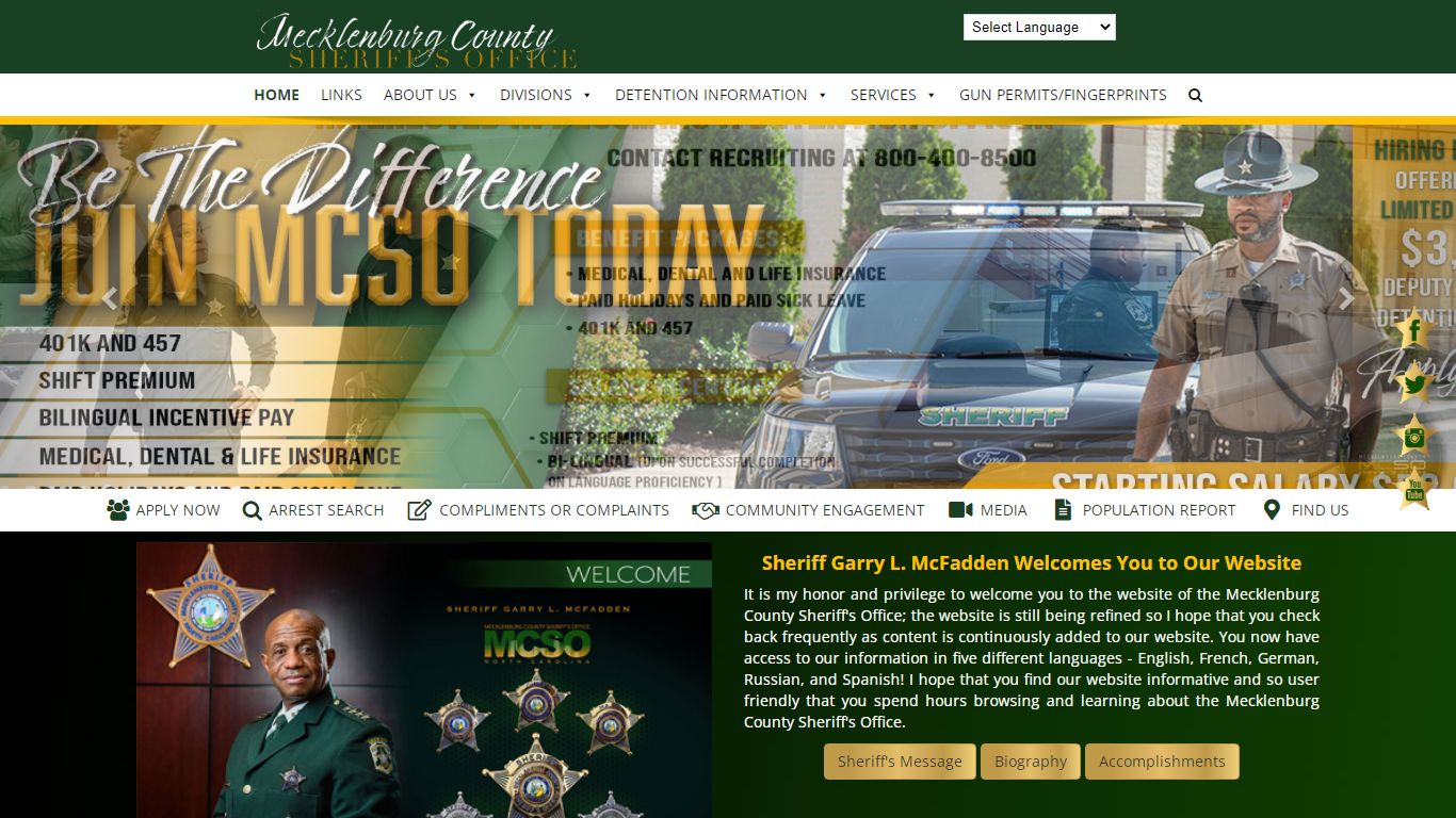 Sheriff Garry L. McFadden Welcomes You to Our Website