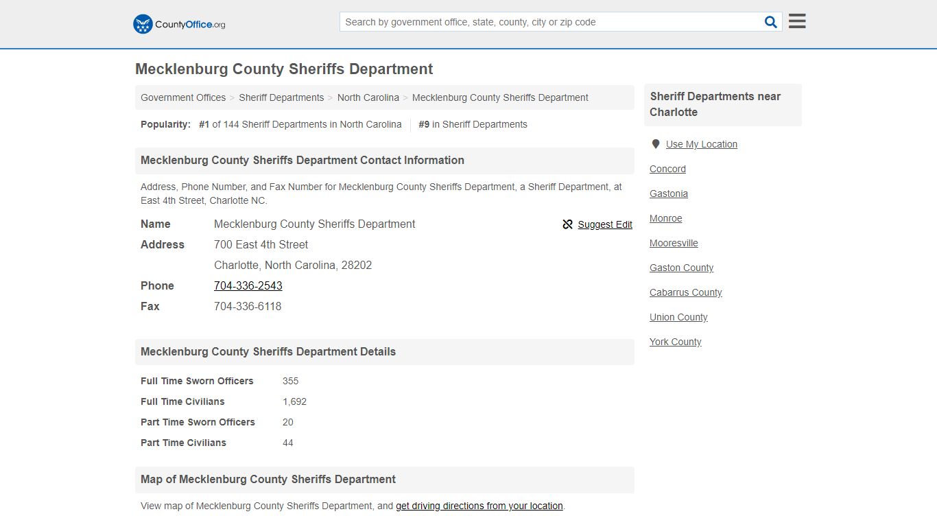 Mecklenburg County Sheriffs Department - Charlotte, NC ... - County Office